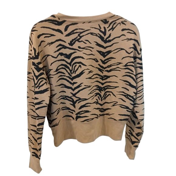 Madewell Medium TigerStripe Crop Sweatshirt Brown Black Animal Print Long Sleeve - Picture 5 of 13